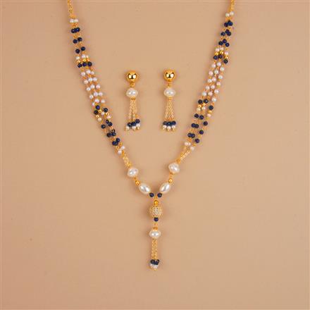 Cubic ZirconiaPearl Mala Necklace Set With Gold Plating