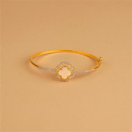 Cubic Zirconia Openable Kada With 2 Tone Rhodium Plating