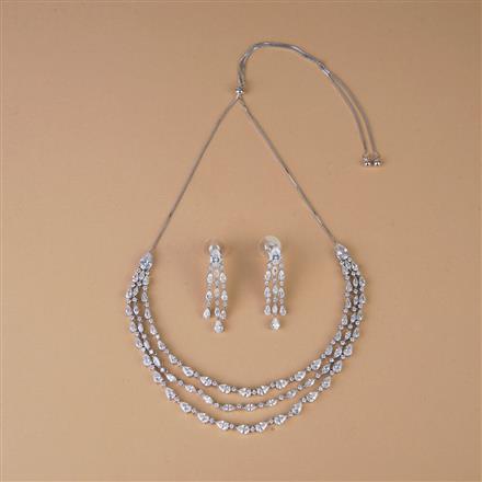 Cubic Zirconia Classic Necklace Set With Rose Rhodium Gold Plating