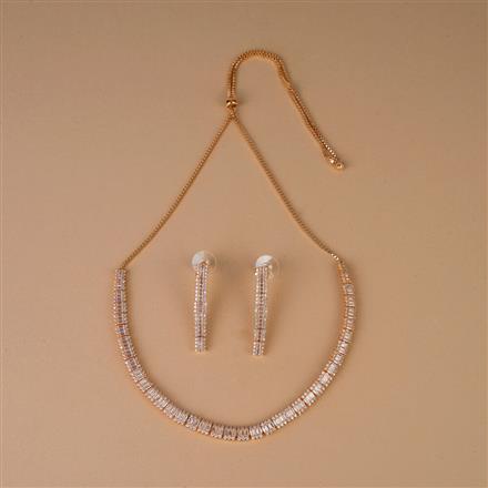 Cubic Zirconia Classic Necklace Set With Rose Rhodium Gold Plating