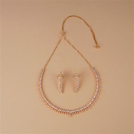 Cubic Zirconia Classic Necklace Set With Rose Rhodium Gold Plating