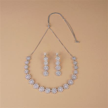 Cubic Zirconia Classic Necklace Set With Rose Rhodium Gold Plating