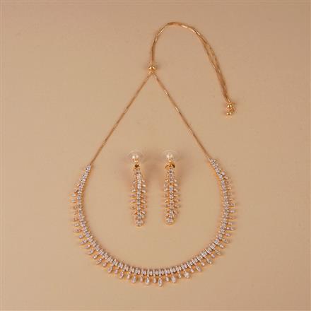 Cubic Zirconia Classic Necklace Set With Rose Rhodium Gold Plating