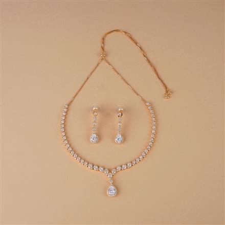 Cubic Zirconia Classic Necklace Set With Rose Rhodium Gold Plating