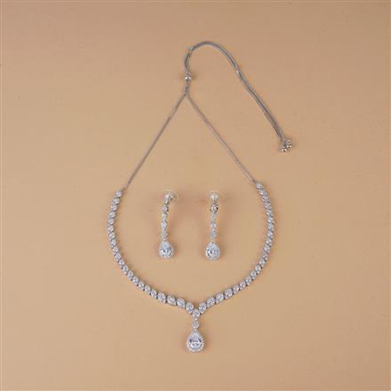 Cubic Zirconia Classic Necklace Set With Rose Rhodium Gold Plating