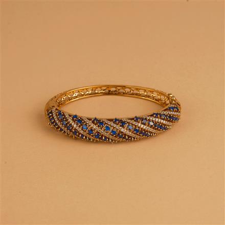 Cubic Zirconia Openable Kada With Mehndi Plating