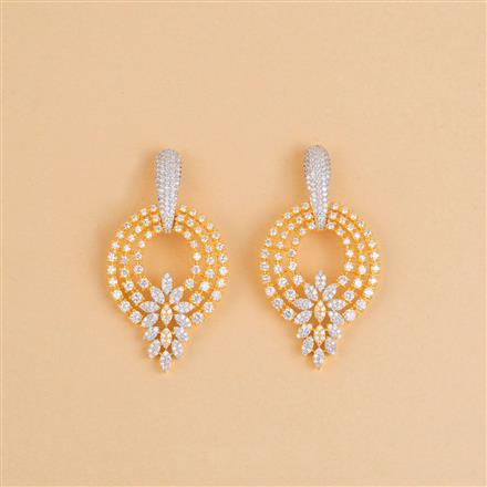 Cubic Zirconia Classic Earring With 2 Tone Rhodium Plating