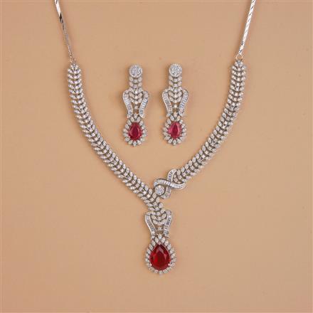 Cubic Zirconia Classic Necklace Set With Rhodium Plating