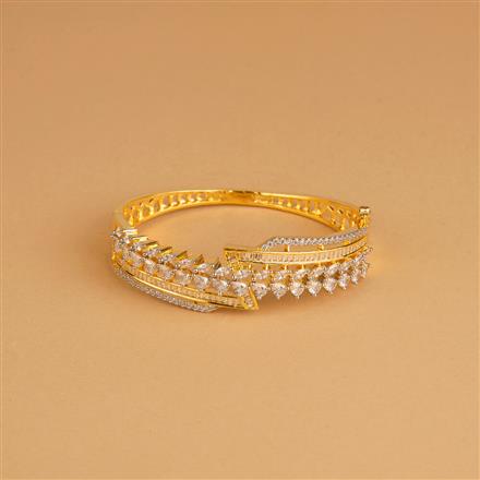 Cubic Zirconia Classic Kada With 2 Tone Rhodium Plating