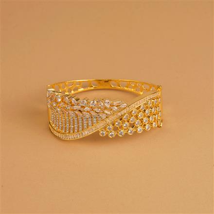 Cubic Zirconia Openable Kada With 2 Tone Rhodium Plating