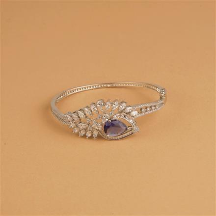 Cubic Zirconia Openable Kada With Rhodium Plating
