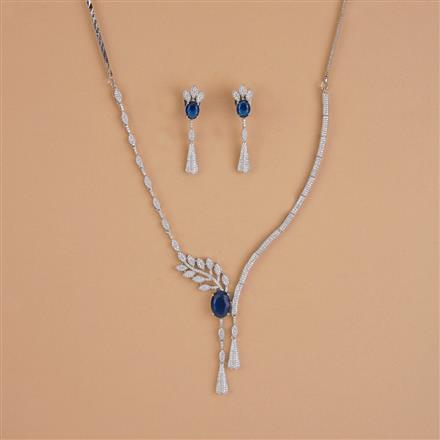 Cubic Zirconia Classic Necklace Set With Rhodium Plating