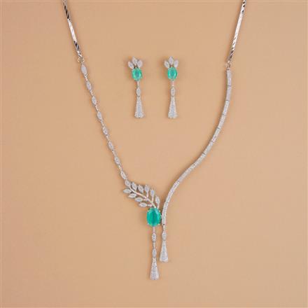 Cubic Zirconia Classic Necklace Set With Rhodium Plating