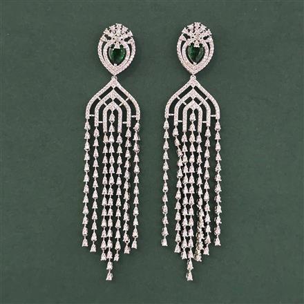 American Diamond Classic Earring With Rhodium Plating