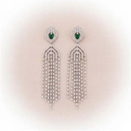 Cz Classic Earring With Rhodium Plating