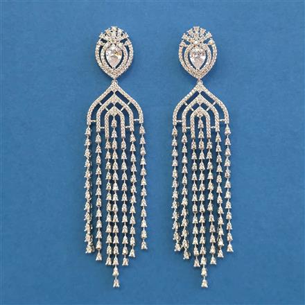 American Diamond Classic Earring With Rhodium Plating