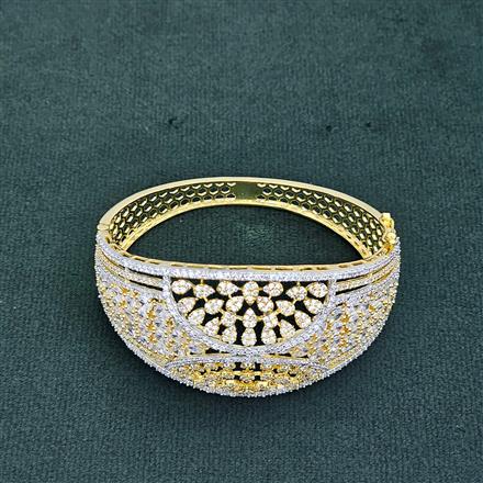 Cz Openable Kada With 2 Tone Rhodium Plating