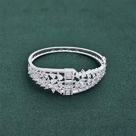 Cz Openable Kada With 2 Tone Rhodium Plating