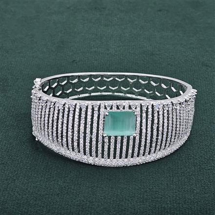 Cz Openable Kada With Rhodium Plating