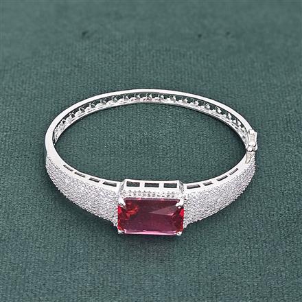 Cz Openable Kada With Rhodium Plating