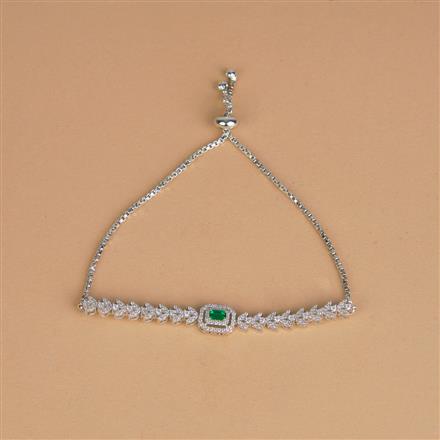 Cubic Zirconia Adjustable Bracelet With Rhodium Plating