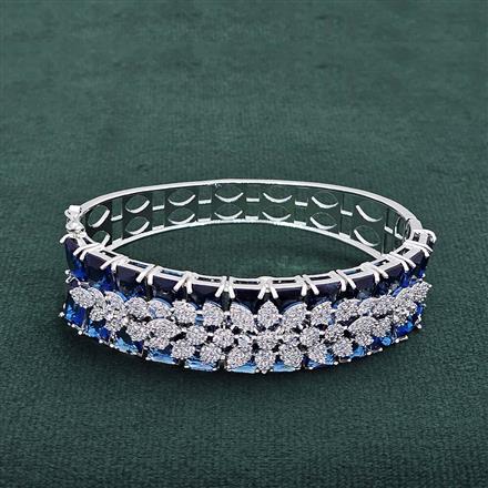 Cz Openable Kada With Rhodium Plating
