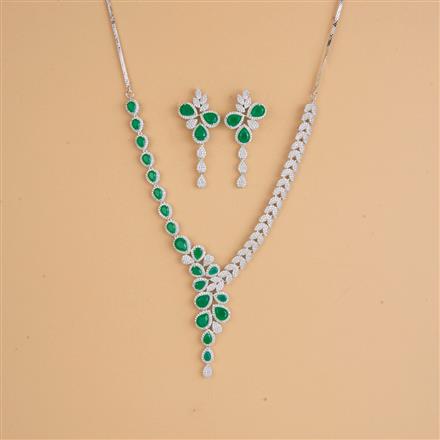 Cubic Zirconia Classic Necklace Set With Rhodium Plating