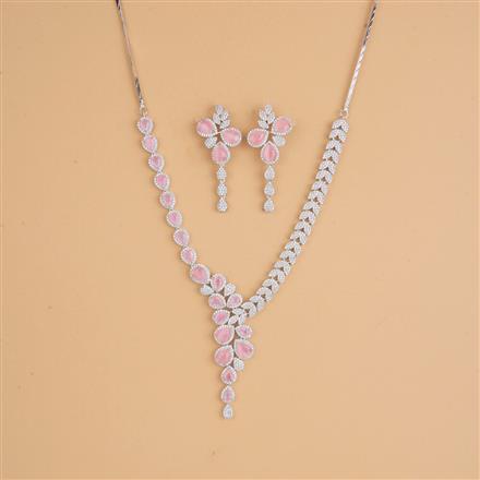 Cubic Zirconia Classic Necklace Set With Rhodium Plating