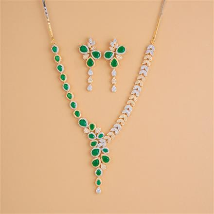 Cubic Zirconia Classic Necklace Set With 2 Tone Plating