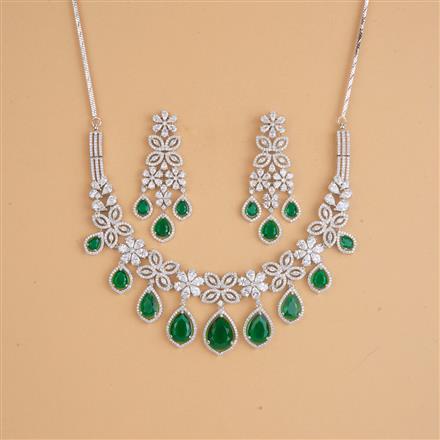 Cubic Zirconia Classic Necklace Set With Rhodium Plating
