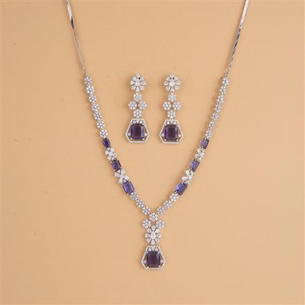Cubic Zirconia Classic Necklace Set With Rhodium Plating
