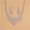Cubic Zirconia Classic Necklace Set With Rhodium Plating