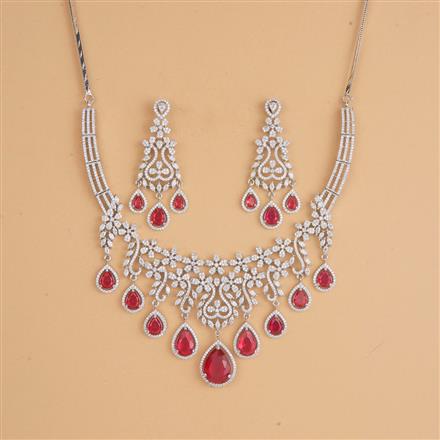 Cubic Zirconia Classic Necklace Set With Rhodium Plating