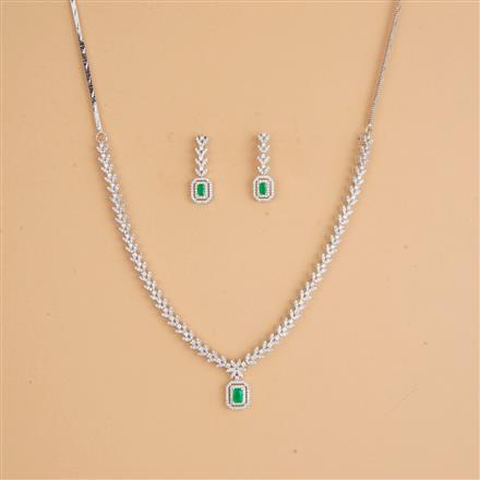 Cubic Zirconia Delicate Necklace Set With Rhodium Plating