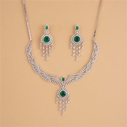 Cubic Zirconia Classic Necklace Set With Rhodium Plating