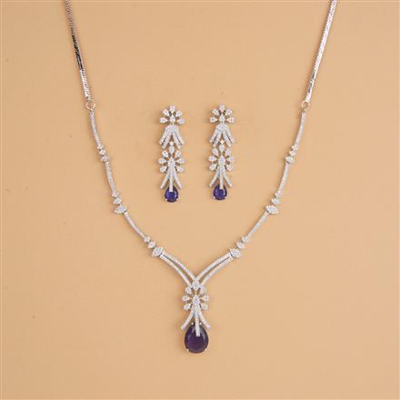 Cubic Zirconia Classic Necklace Set With Rhodium Plating