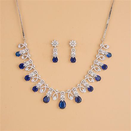 Cubic Zirconia Classic Necklace Set With Rhodium Plating