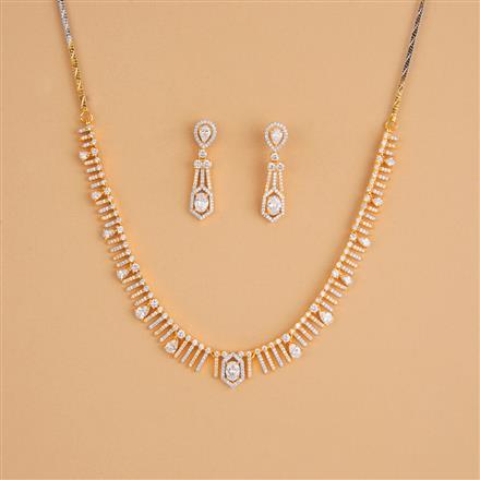 Cubic Zirconia Delicate Necklace Set With 2 Tone Rhodium Plating