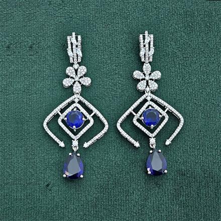 Cz Classic Earring With Rhodium Plating