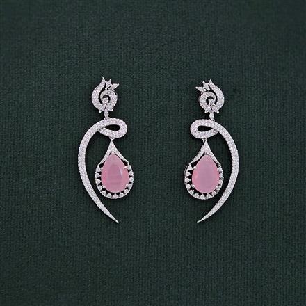 Cz Classic Earring With Rhodium Plating