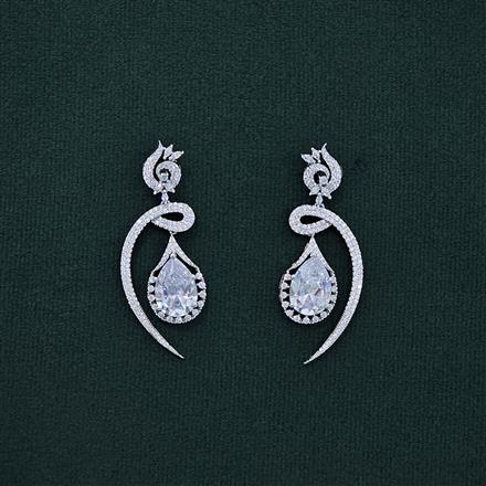 Cz Classic Earring With Rhodium Plating