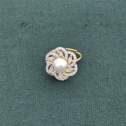 Cz Adjustable Ring With 2 Tone Rhodium Plating