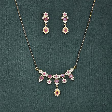 Cubic Zirconia Moti Mangalsutra With Gold Plating