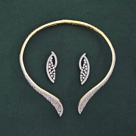 Cz Classic Necklace With 2 Tone Rhodium Plating