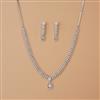 Cubic Zirconia Delicate Necklace Set With 2 Tone Rhodium Plating