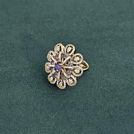 Cubic Zirconia Adjustable Ring With Mehndi Plating