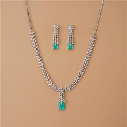 Cubic Zirconia Classic Necklace Set With Rhodium Plating