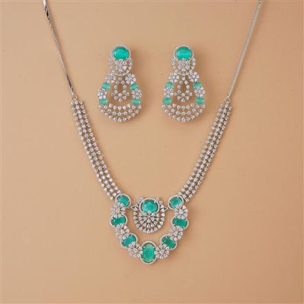Cubic Zirconia Classic Necklace Set With Rhodium Plating