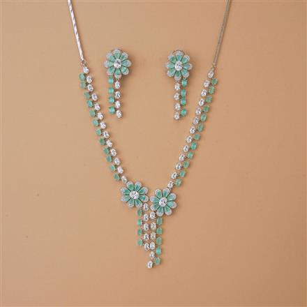 Cubic Zirconia Classic Necklace Set With Rhodium Plating