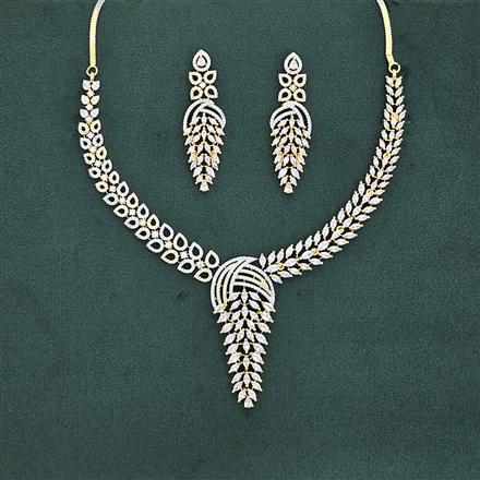 Cz Classic Necklace With 2 Tone Rhodium Plating